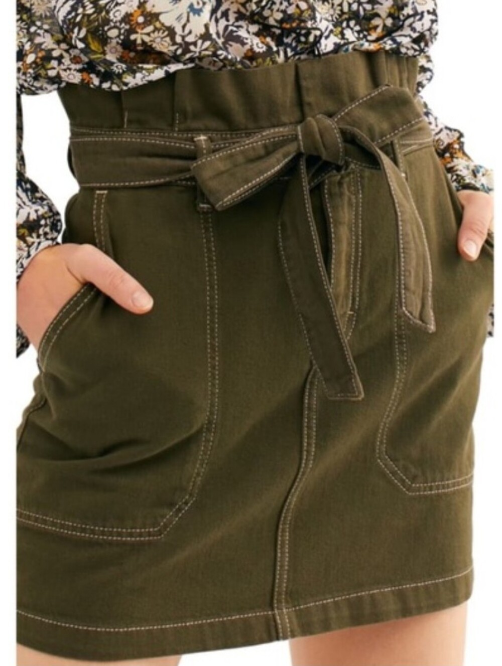 Free People Splendor in the Grass Paperbag Waist Skirt sz8